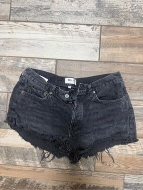 Agolde Washed Black Distressed Cutoff Jean Shorts